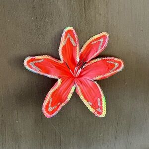 Bright Orange Aurora Sequin Silk Tiger Lily Floral Flower 5" Alligator Hair Clip